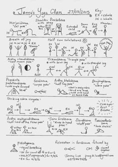 an exercise sheet for yoga class