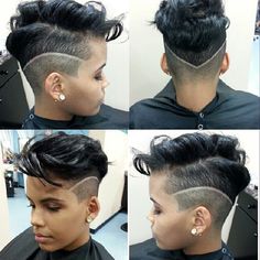 Cute Cut @mesicuts - http://www.blackhairinformation.com/community/hairstyle-gallery/relaxed-hairstyles/cute-cut-mesicuts/ #haircut #shorthair Shaved Hairstyles For Women, Shaved Hairstyles, Shaved Side, Hairstyle Gallery, Hard Part, Cute Cuts