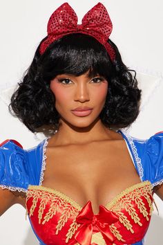 Available In Black. Halloween Accessory Snow White Princess Inspired Wig Short Bob Curls Bow Attached Sensitive To Heat Final Sale Imported | Fairest Of Them All Curly Costume Wig in Black by Fashion Nova Short Bob Curls, Bob Curls, Fairest Of Them All, Black Princess, Wig Short, Princess Inspired, White Princess, Black Halloween, Costume Wigs