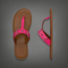 Womens Studded Leather Flip-Flops | #ABERCROMBIEHOT | Abercrombie.com Leather Flip Flops Womens, American Clothing, Hot Shoes, Platform Wedge Sandals, Studded Leather, Need Love, Shoes Shoes