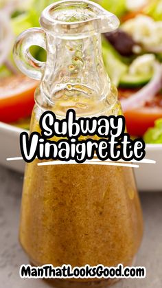 To make your salads much better, you need to have a tasty and well-prepared dressing, This copycat Subway Vinaigrette Recipe will help you a lot to achieve the best experience when you enjoy your salads Subway Parmesan Vinaigrette Dressing, Sub Dressing Recipe Italian, Subway Salad Recipes, Subway Copycat Recipes, Subway Sauce Recipe, Subway House Sauce Recipe, Homemade Submarine Dressing, Subway Vinaigrette Recipe, Diy Submarine Dressing