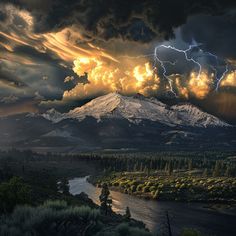 Shasta Mountain Stunning Wilderness Photos Shasta Mountain, Scenic Nature, Mountain Images, Scenic Pictures, Beautiful Scenery Pictures, Fantasy Background, Scenic Photos, Stunning Landscapes, Scenery Pictures