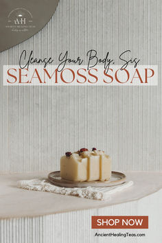 A photo of 3 bars of seamoss soap that can be used to treat eczema, psoriasis, or dry skin. Seamoss soap from Ancient Healing Teas gently detoxifies, hydrates, and re-mineralizes the skin. Get Rid Of Dry Skin, Easy Soap Recipes, Dry Skin Problem, Vendor Displays, Healing Tea, Daily Skincare Routine, Bath And Body Works Perfume, Sea Moss