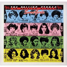 the rolling stones concert poster, with their names in different colors and numbers on it