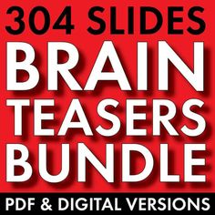 the brain teaser's bundle is shown in black and white with red background