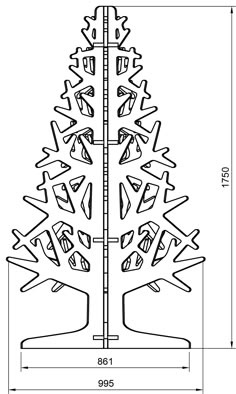 a drawing of a christmas tree with the measurements for each piece in front of it