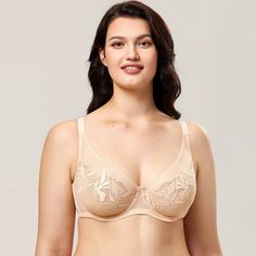 You will love the everyday style and unique floral design of this bra. The lace decoration gives it a very pretty and classic look. To give maximum comfort, designers have used high-quality polyester in this full-cup shape bra. It has underwire support and closes on the back for a more secure solution. 

Specifications
Brand Name: GeraldBlack
Obscene Picture: No
Sexually Suggestive: No
Bra Style: Unlined
Material: Polyamide
Material: Polyester
Origin: CN(Origin)
Support Type: Underwire
Cup Shape Unique Floral Design, Big Bra, Bra For Women, Bra Models, Lace Decor, Full Coverage Bra, Bra Style, Curvy Girl Fashion, Bras And Panties