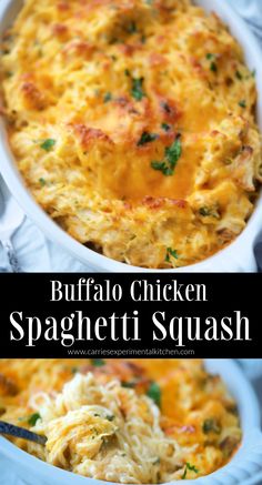 this is an image of buffalo chicken spaghetti squash casserole