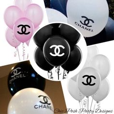 the chanel balloons are all black and white with some pink and white ones in them