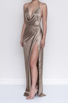 Judy Gao Couture, Silk Dress Ideas, Silk Dress Outfit, Silk Dresses Outfit, Satin Wrap Dress, Draped Top, Wrap Around Skirt, Boho Dresses, Dresses Outfits