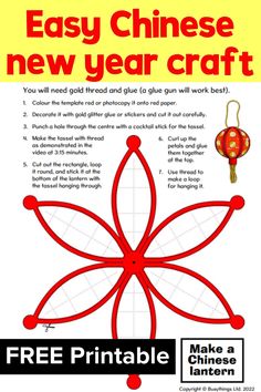 an easy chinese new year craft with instructions to make a paper lantern ornament