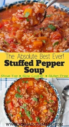 the absolute best ever stuffed pepper soup