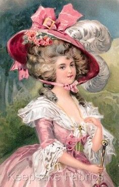 a woman in a pink dress and hat