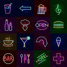 neon signs that are all different colors