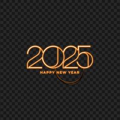 happy new year's card with the number 2055 in neon lights on a dark background