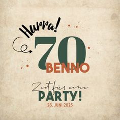 an old poster with the words 70 benno party on it