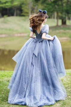 Blue tulle long A line prom dress evening dress Latter Day Bride Prom Dresses, Princesscore Prom Dress, Boll Grown Dress, Modest Princess Dresses, Princess Prom Dresses Ball Gown, Blue Ballgown Aesthetic, Prom Princess Dresses, Ballgown Dresses Princess, Blue Ball Gown Fairytale