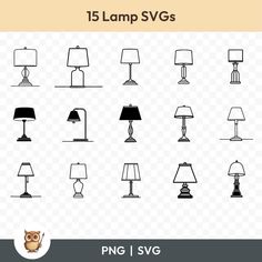 the lamp svg is shown in black and white, which includes different types of lamps