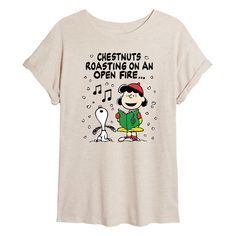 Peanuts - Lucy Snoopy Christmas Carol - Women's Oversized Graphic T-Shirt Peanuts Lucy, Chestnuts Roasting, Roasted Chestnuts, Charlie Brown Snoopy, Dance Shorts, Snoopy Christmas, Snoopy And Woodstock, Peanuts Snoopy, Christmas Candy Cane