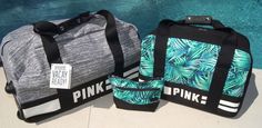 Victorias Secret PINK Luggage 3 pc Travel Set Wheelie Suitcase Duffle Bag  #VICTORIASSECRET Pink Luggage, 3 Piece Luggage Set, Pink Outfits Victoria Secret, Pink Accessories, Victoria Secret Bags, Cute Backpacks, Luggage Sets, Pink Outfits