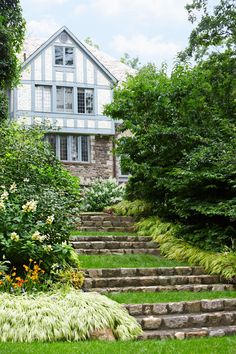 a house with stone steps leading up to it