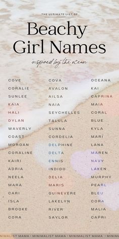 the beachy girl names poster