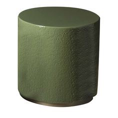 a green stool with metal base on an isolated white background for use in interior or exterior decor