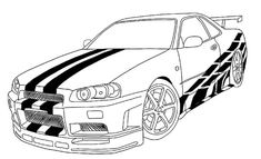 a drawing of a car with stripes on it