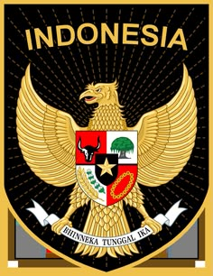 the emblem of indonesia with an eagle on it