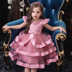 Sexy A Line Flower Girls Dresses Cheap Women Princess Shot, Layered Fits, Dress Sleeve Length, Kids Fashion Dress, Dresses Cheap, New Years Dress, Prom Girl, Birthday Party Dress, Dresses Kids Girl