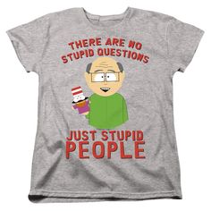 South Park No Stupid Questions Women's 18/1 Cotton Short-Sleeve T-Shirt Barrel Of Monkeys, Flash Tv Series, Crazy Ex Girlfriends, Style South Park, Cartoon Man, Girl Superhero, South Park, Cotton Shorts, V Neck T Shirt