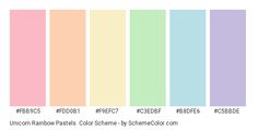 the color chart for unicorn rainbow pastels