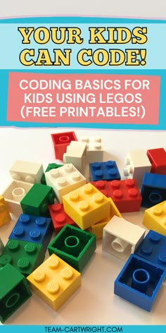 Text: Your Kids Can Code! Coding Basics for Kids Using Legos (Free Printables!)
Picture: Pile of colorful legos for screen free coding activities Lego Activity For Kids, Code Week Activities, Lego Coding Stem Activities, Coding With Legos, Lego Activities For Kindergarten, Coding For Preschoolers, Coding Activities For Preschoolers, Coding For Kindergarten, Coding Kindergarten