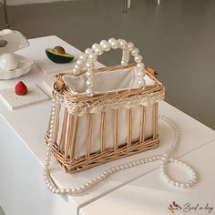 Bird in Bag - Rattan handbag beach bags beach bags fashion simple grass lace pearl bags Pearl Bags, Rattan Handbags, Pearl Bag, Details Pictures, Street Trends, Beach Bags, Word Wrap, Bags Fashion, White Space