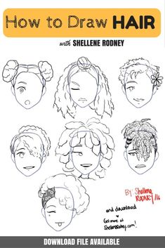 how to draw hair with shellie roney's head and other hairstyles