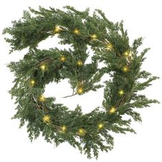 a christmas wreath with lights on it