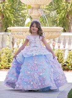 HAUTE COUTURE Dress, Girls Formal Blue and Pink Ball Gown Princess Dress, Girls Pageant Dress, Flower Girl Dress, Birthday Dress - Etsy Dresses With Corsets, Bday Dress, Big Dresses, Cherry Dress, Kids Gown, Dress Order, Pageant Dress, Flower Girls, Beautiful Gowns