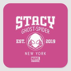 a pink square coaster with the words stay ghost - spider est new york on it