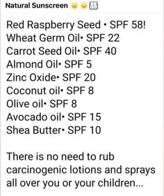 the ingredients for red raspberry seed spf are shown in this screenshot