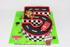 Number 5 Cake, Race Track Cake, Mcqueen Cake, 5th Birthday Boys, Cars Birthday Cake, 4th Birthday Cakes, Car Birthday Theme, Cake Shapes