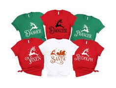 Thousands of hand-printed t-shirts. Reindeer Shirt, Family Christmas Shirts, Christmas Reindeer, Graphic Tees Women, Christmas Shirt, Family Shirts, Family Christmas, Christmas Shirts, Womens Clothing Tops