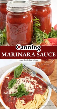 Mason jars with marinara sauce on wooden cutting board, fresh slices of tomatoes, herbs and garlic cloves, bowl of spaghetti in small white bowl. Canning Marinara Sauce, Homemade Canned Spaghetti Sauce, Types Of Pasta Sauce, Pasta Sauce Recipes Easy, White Wine Pasta Sauce, Best Marinara Sauce, Canned Spaghetti Sauce, Easy Pasta Sauce, Marinara Sauce Recipe