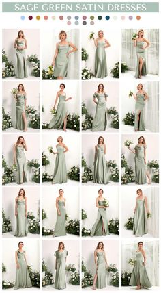 a collage of photos showing the different dresses worn by women in pastel colors