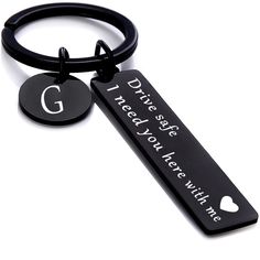 PRICES MAY VARY. 【Keychain For Boyfriend】- Drive safe keychain for boyfriend, keychain for Men, valentines day gifts for him, boyfriend christmas gifts,Surprise him with this cute and unique key chains 【Drive Safe Keychain】- Drive safe I need you here with me keychain, this cute black keychain is designed with 26 initials, It a great gifts idea for your trucker boyfriend, husband, or daddy for Valentine’s Day, Christmas, birthday, one year anniversary etc. 【Gifts For Boyfriend】- Boyfriend Gifts, Keychain For Boyfriend, Drive Safe Keychain, Letter Keychain, Here With Me, Gifts For Boyfriend, Valentines Day Gifts, Drive Safe, Boyfriend Birthday, I Need You