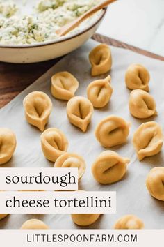 homemade sourdough cheese tortelli with text overlay