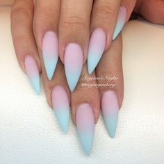 Pink & blue gradient nail art, Stiletto nails @KortenStEiN Cotton Candy Nails, Nails Silver, Gold Prom, Stiletto Nail Art, Nails Gold, Green Prom, 2024 Prom, Nails Green, Nails Square