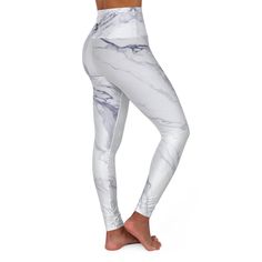 Veirtstay White Marble Leggings - Your ultimate athleisure companion. These high-waisted yoga leggings blend comfort with style effortlessly, making them perfect for workouts and running errands alike. Their all-over white marble print adds a touch of sophistication to your wardrobe, ensuring you stand out from the crowd. Note: These leggings run a bit small, so consider sizing up for the perfect fit! Material: 100% polyester Skinny fit Color-matched outside seam thread White inside seam thread Double layer waistband Assembled in the USA from globally sourced parts Elevate your activewear collection with the sleek and fashionable Veirtstay White Marble Leggings. Marble Leggings, Black Athleisure, White Marble Design, High Waisted Yoga Leggings, Legging Outfits, Marble Print, Marble Design, Outfits With Leggings, Yoga Leggings