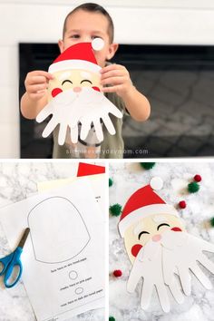 Santa Craft For Kids, Handprint Santa, Santa Handprint, Craft Handprint, Santa Claus Crafts, Santa Craft, Arts And Crafts For Teens, Preschool Christmas Crafts, Santa Crafts