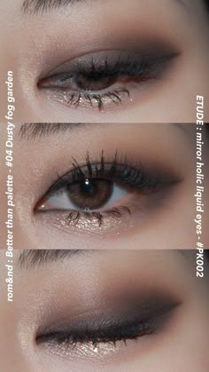 Cute Dark Eyeshadow Looks, Eyeshadow Brown Looks, Dark Brown Eyeshadow Looks, Korean Smokey Eye, Make Up Ideas For Brown Eyes, Dark Eye Makeup Looks, Dark Make Up, Grey Makeup Looks, Dark Brown Eyes Makeup