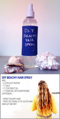 beachy hair waves Diy Beach Hair, Beachy Waves Hair, Girly Hair, Diy Beach, Beachy Hair, Diy Sprays, Hair Spray, Homemade Beauty Products, Diy Hair